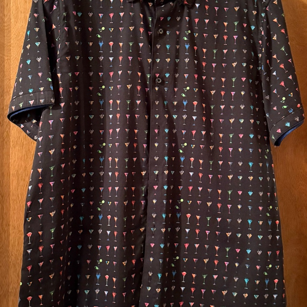 Robert Graham Black Casual Button Down Shirt with Geometric Design